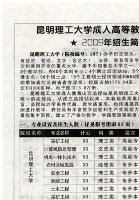 昆明理工大学成人本科是真的吗？昆明成人教育招生简章