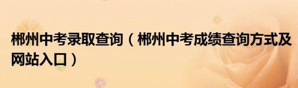 郴州中考录取结果查询方式？（郴州招生教育）