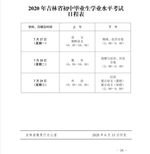 吉林省期末考试2021具体时间？（2018扶余教育招生）