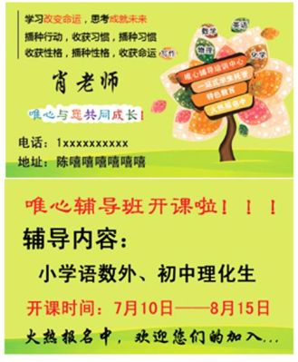 开一家辅导班需要哪些前期准备攻略？（教育结构招生名片模板）