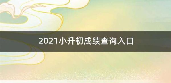 2021小升初成绩单查询入口？（教育局单招生）